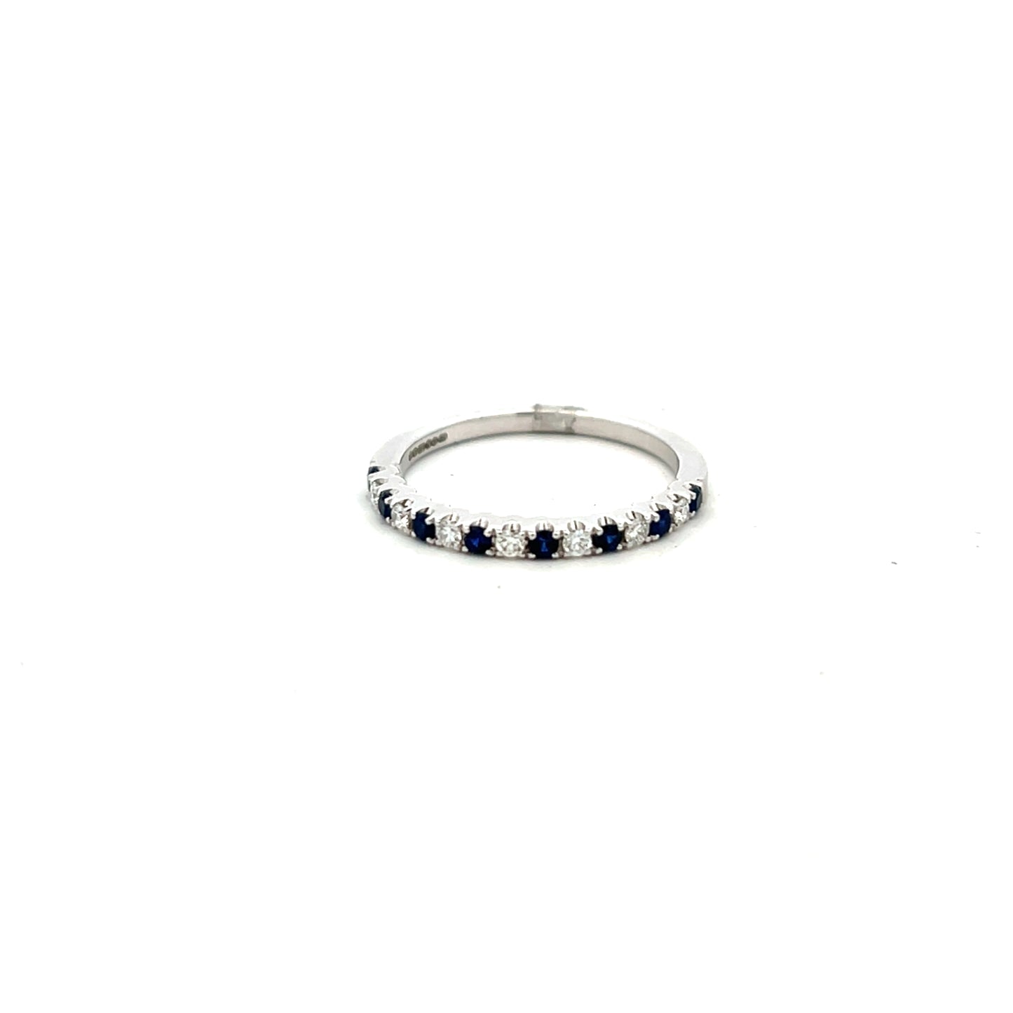 18ct White Gold Sapphire And Diamond Half Eternity Ring Size M
