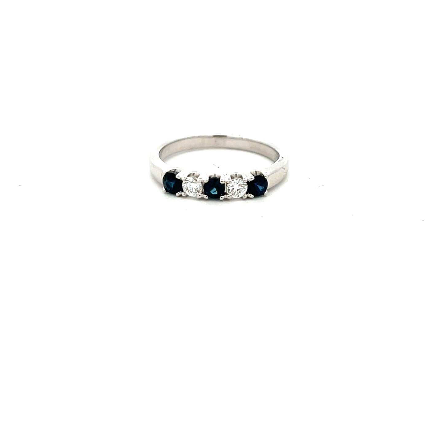Platinum Sapphire And Diamond Five Stone Ring Size N