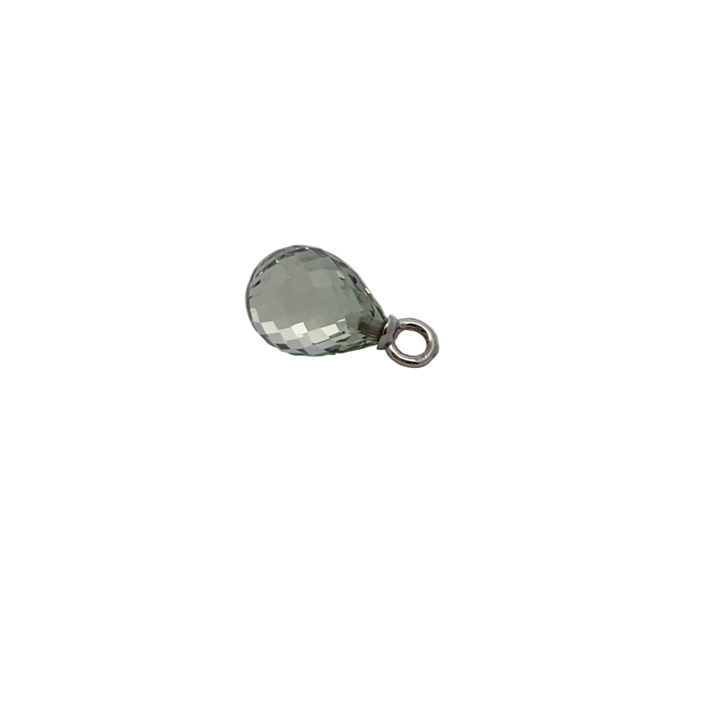 18ct White Gold Green Amethyst Faceted Tear Drop Pendant