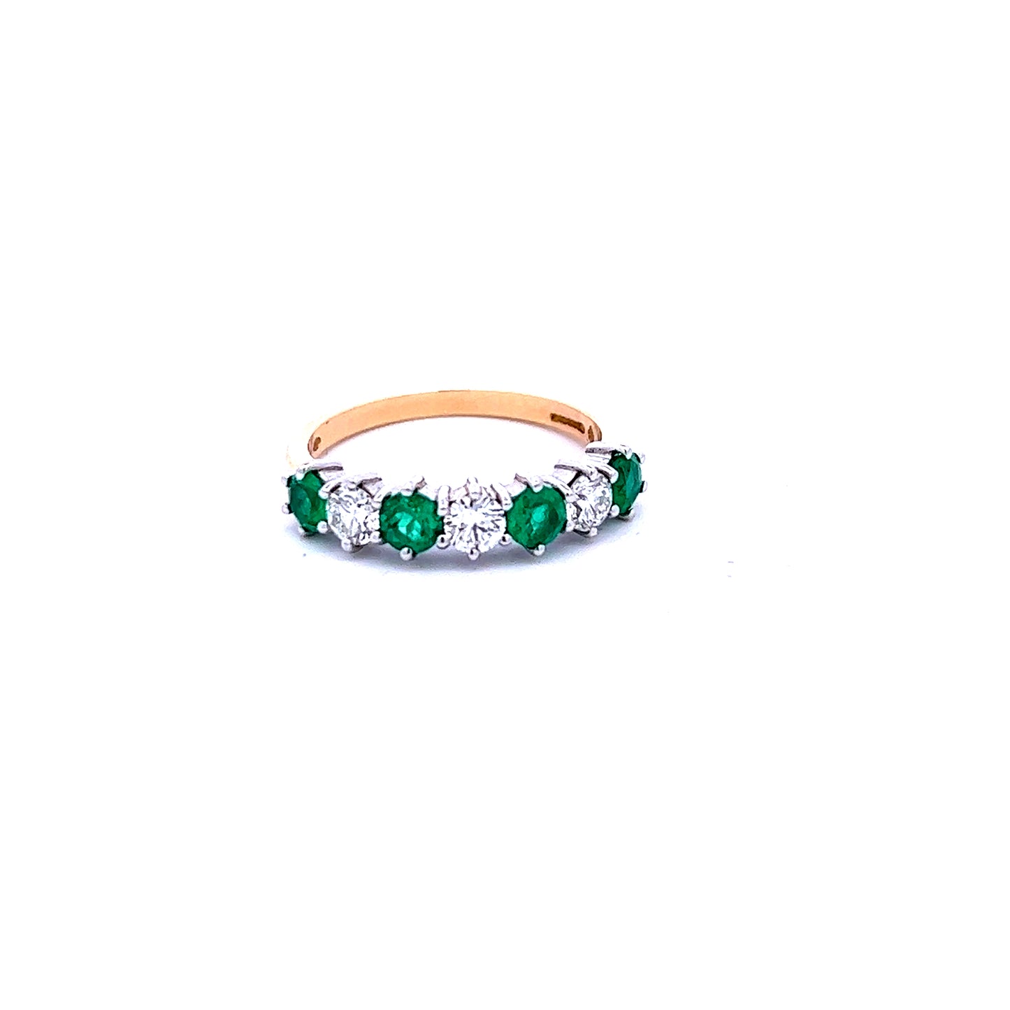 18ct Yellow Gold Alternate Emerald and Diamond Ring