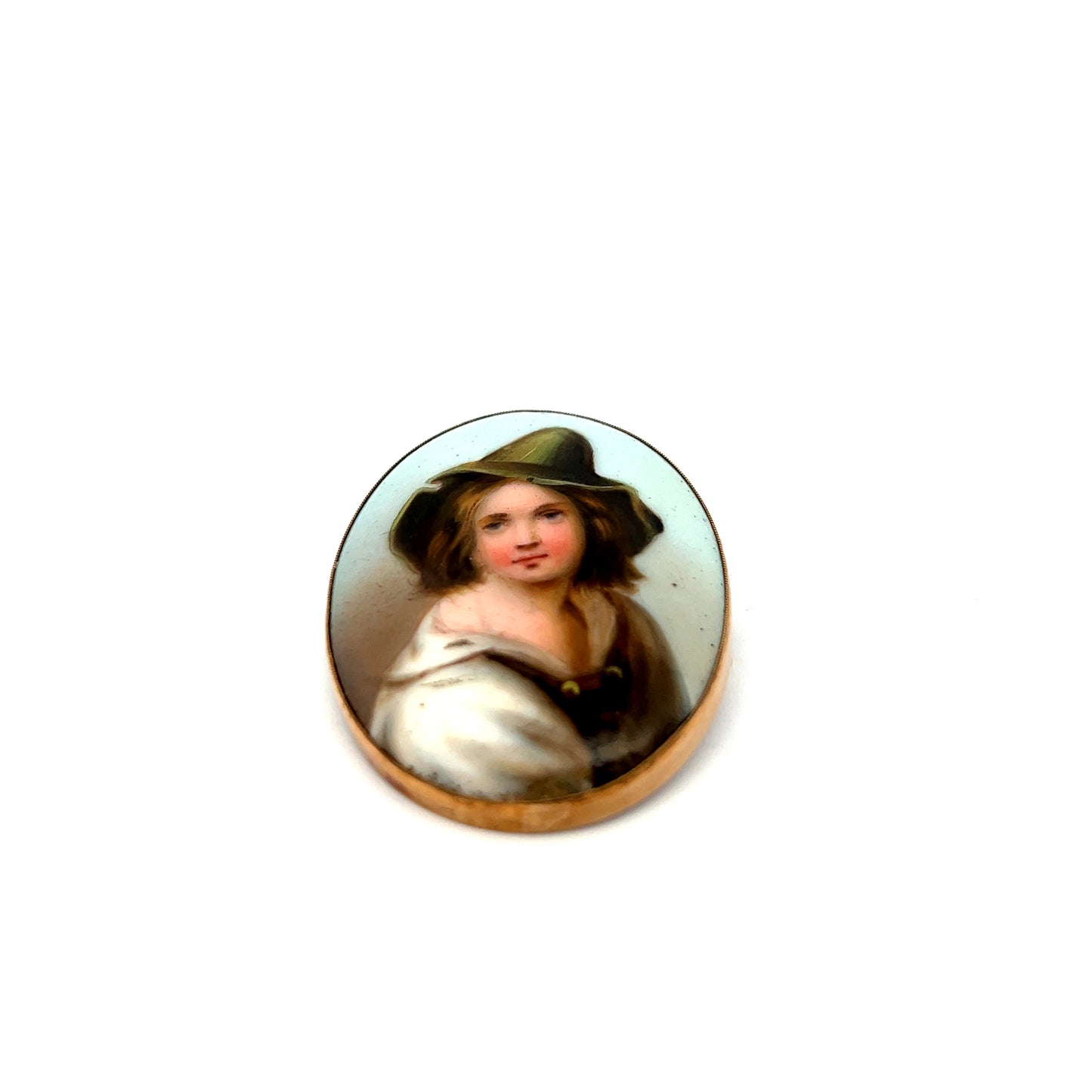 Pre Owned Oval Porcelain Plaque Brooch