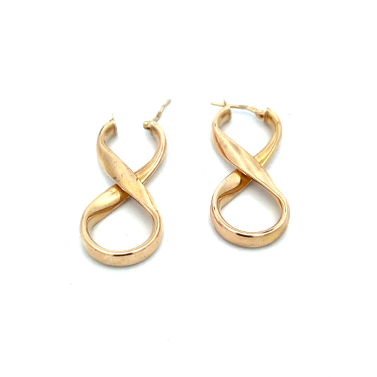 Pre-Owned 9ct Gold Figure Eight Design Earrings