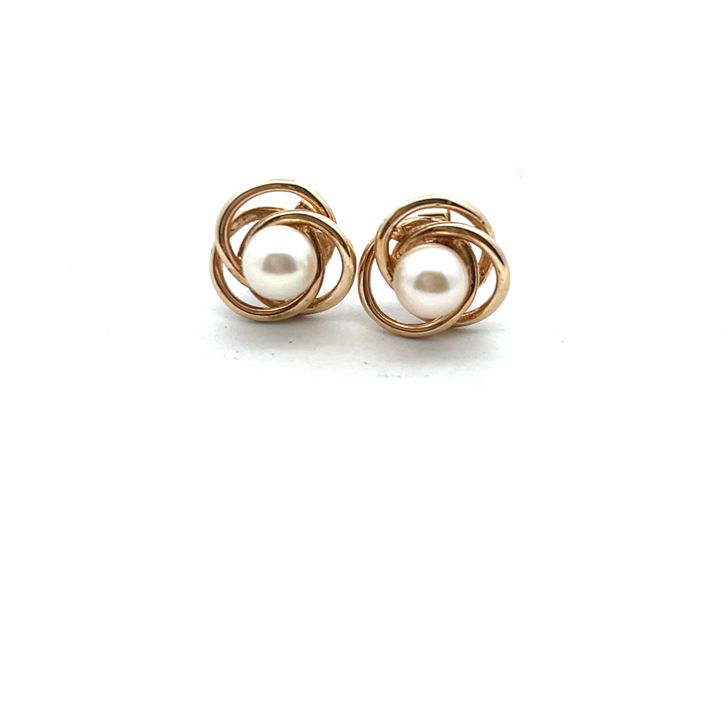 Pre-Owned 9ct Gold Freshwater Cultured Pearl Knot Stud Earrings