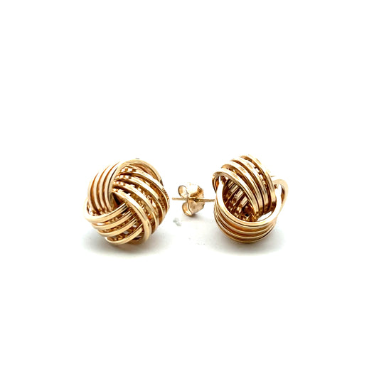Pre-Owned 9ct Gold Woolmark Knot Stud Earrings