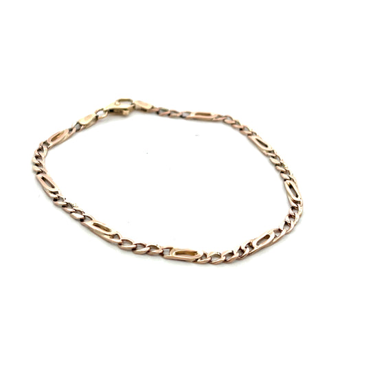 Pre Owned 9ct Gold Figaro Link Bracelet