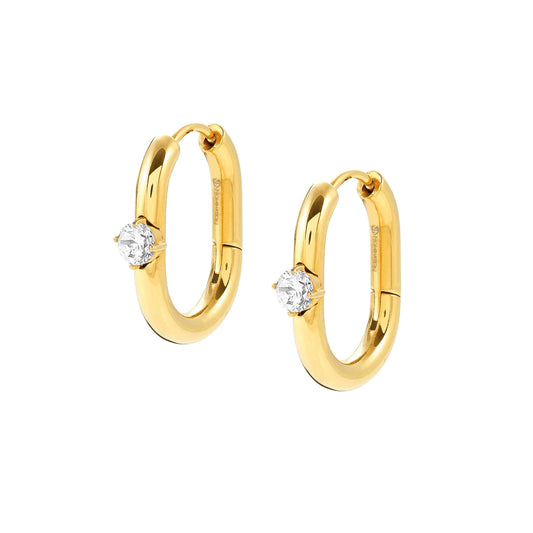 Nomination Chains of Style Yellow Gold Plated Cubic Zirconia Hoop Earrings 029403/012