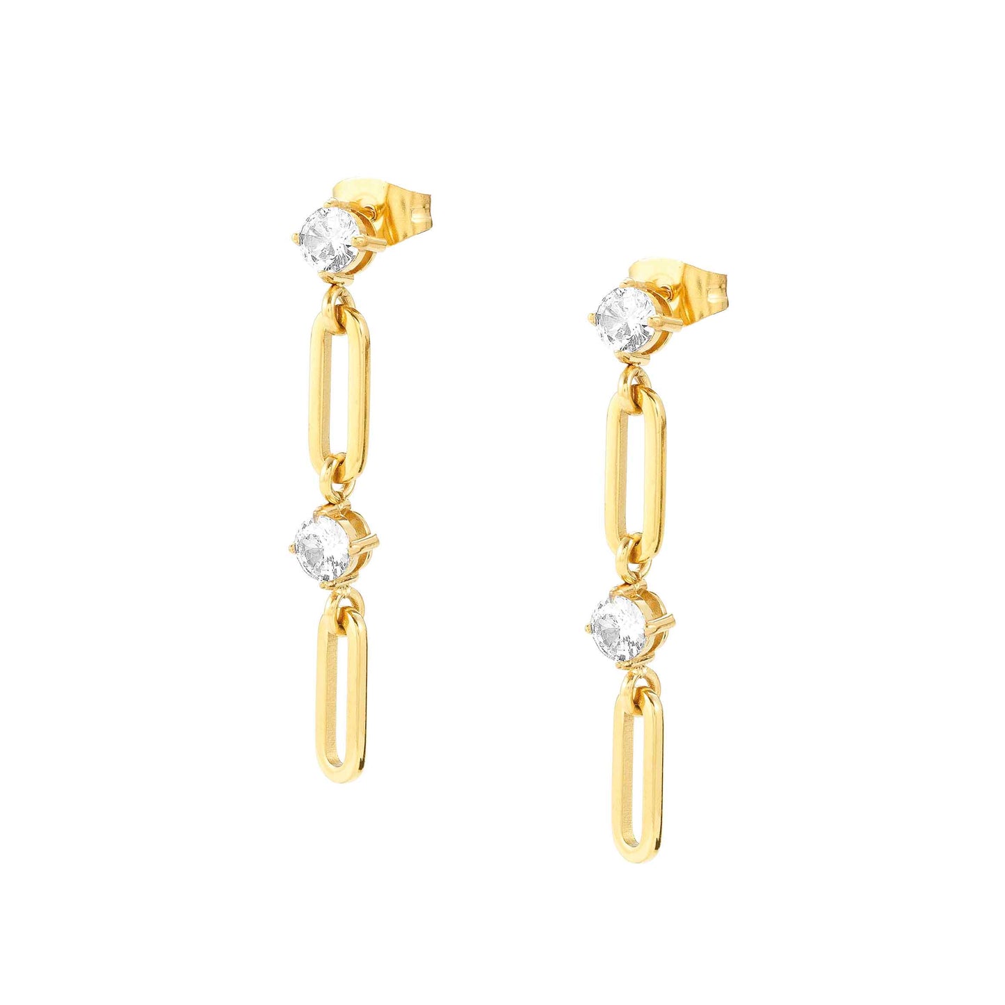 Nomination Chains of Style Yellow Gold Plated Cubic Zirconia Drop Earrings 029404/012