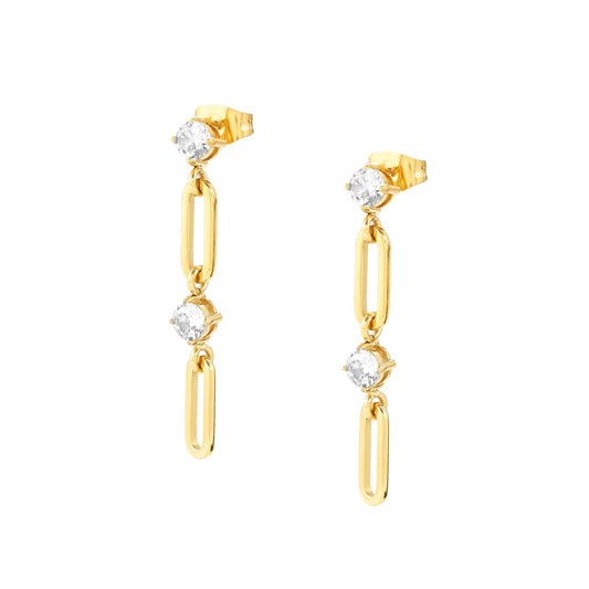 Nomination Chains of Style Yellow Gold Plated Cubic Zirconia Drop Earrings 029404/012