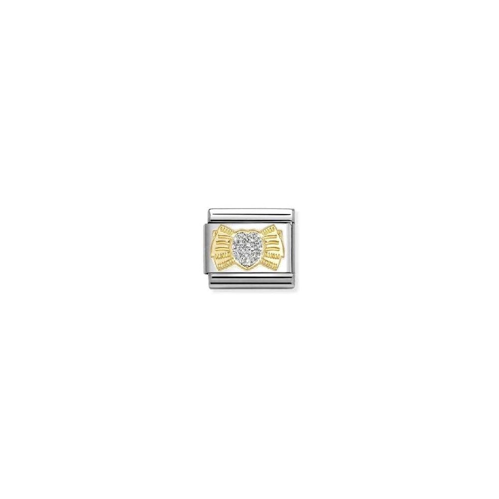 Nomination Gold Glitter Heart Bow 030220/25