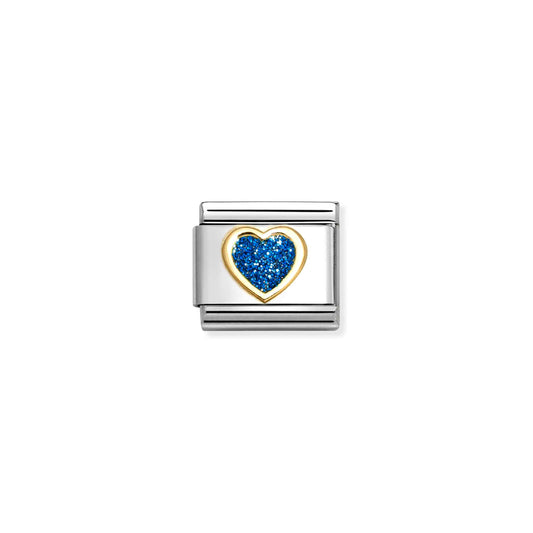 Nomination Composable Classic Gold Blue Glitter Heart 030220/07