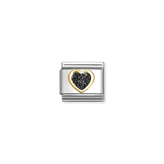 Nomination Composable Classic Gold Black Glitter Heart 030220/10
