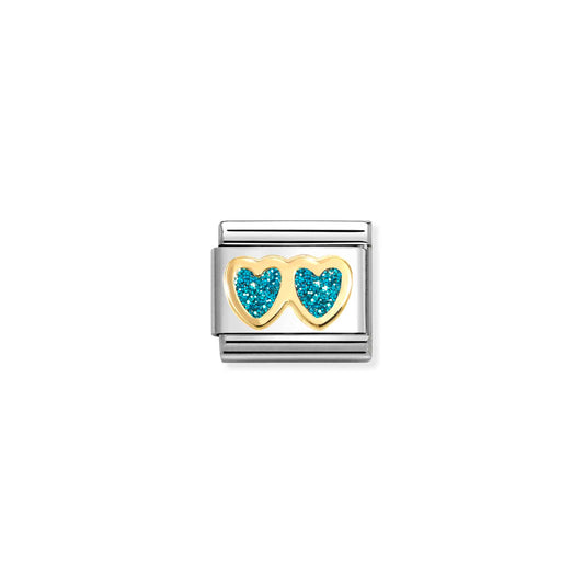 Nomination Composable Classic Light Blue Glitter Hearts 030220/12