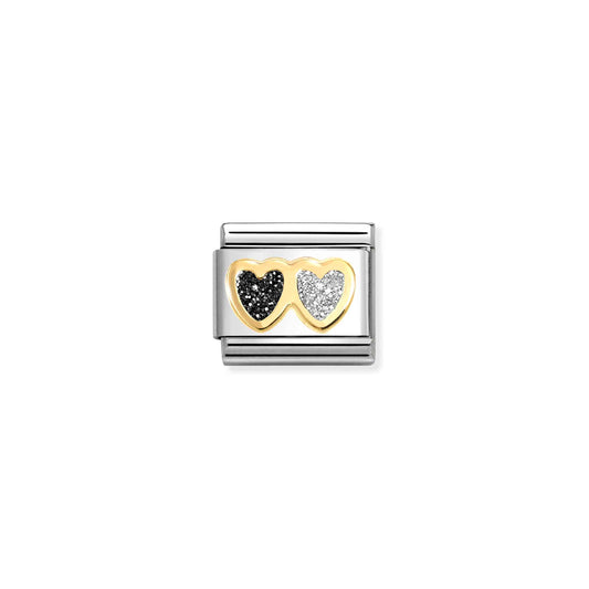 Nomination Composable Classic Glitter Hearts Black & Silver 030220/15