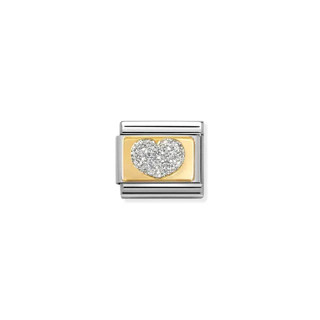Nomination Gold Glitter Heart Plate 030224/09