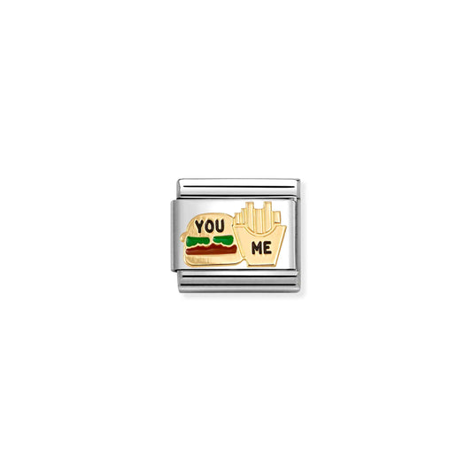 Nomination Composable Classic Gold You and Me Burger and Fries Charm 030285/89
