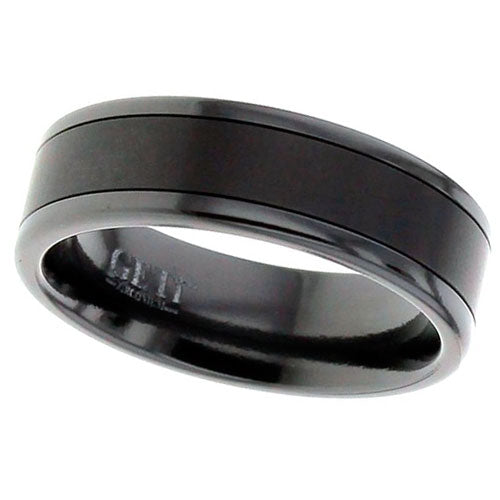 Geti Titanium Zirconium Flat Satin Centre Ring with Polished Edges