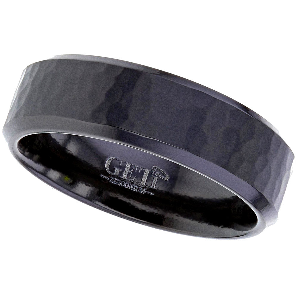 Geti Titanium Zirconium Centre Flat Hammered Finish with Polished Edge Ring