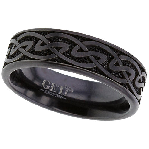 Geti Titanium Zirconium Carved Celtic Ring