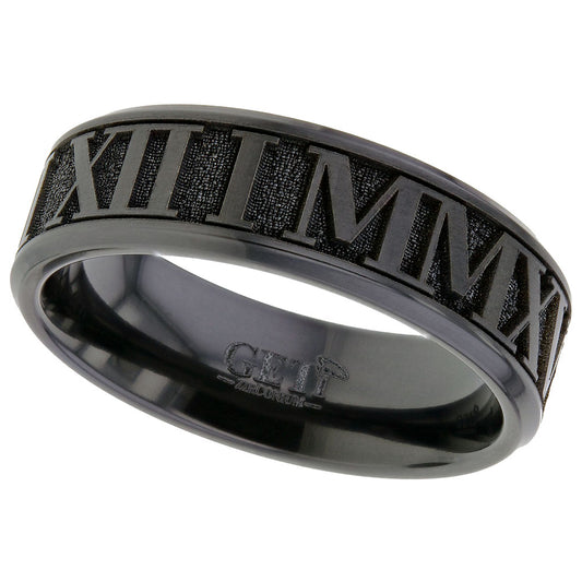 Geti Titanium Zirconium Roman Numeral Invert Date Ring