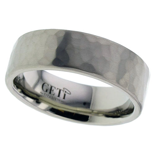 Geti Titanium Flat Hammered Finish Ring
