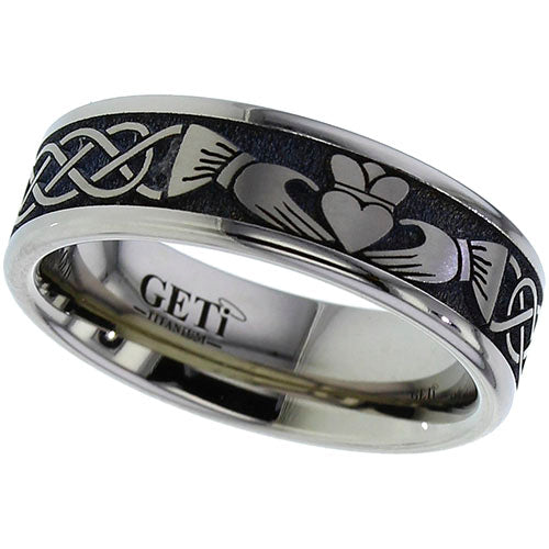 Geti Titanium Flat Court Claddagh Ring