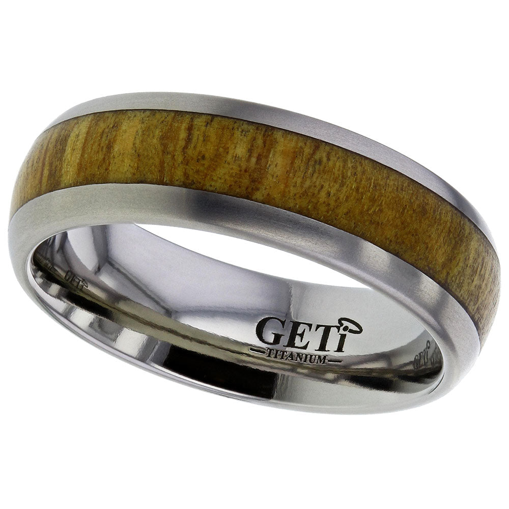 Geti Titanium Dome 4mm Olivewood Inlay Ring