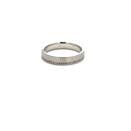 9ct White Gold Love Is All You Need Ring Size N