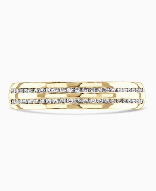 18ct Yellow Gold Two Row Diamond Ring Size L