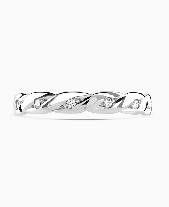18ct White Gold Diamond Crossover Ring Size M