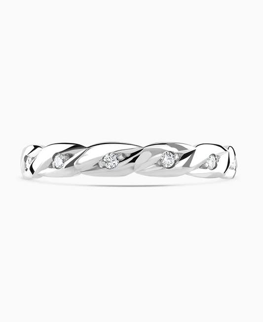 18ct White Gold Diamond Crossover Ring Size M
