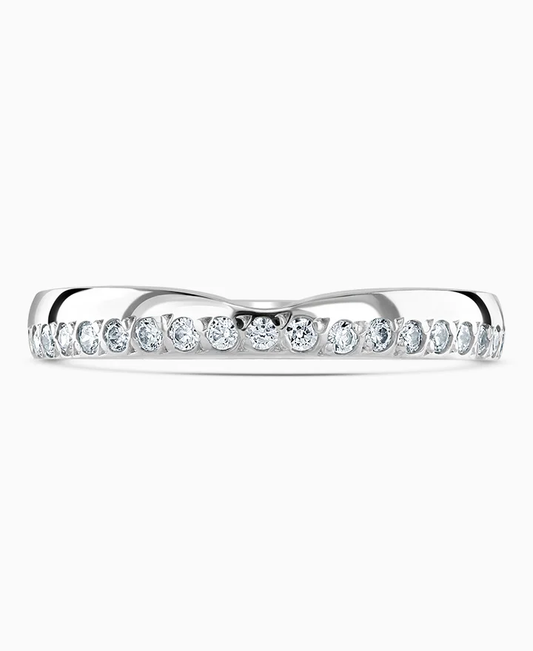 18ct White Gold Diamond Curved Ring Size M