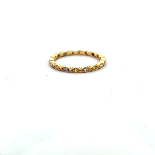 18ct Yellow Gold Yellow Sapphire and Diamond Ring Size M