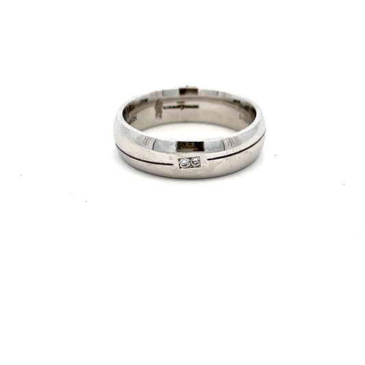 9ct White Gold Brilliant Cut Diamond Wavy Lane Ring Size T