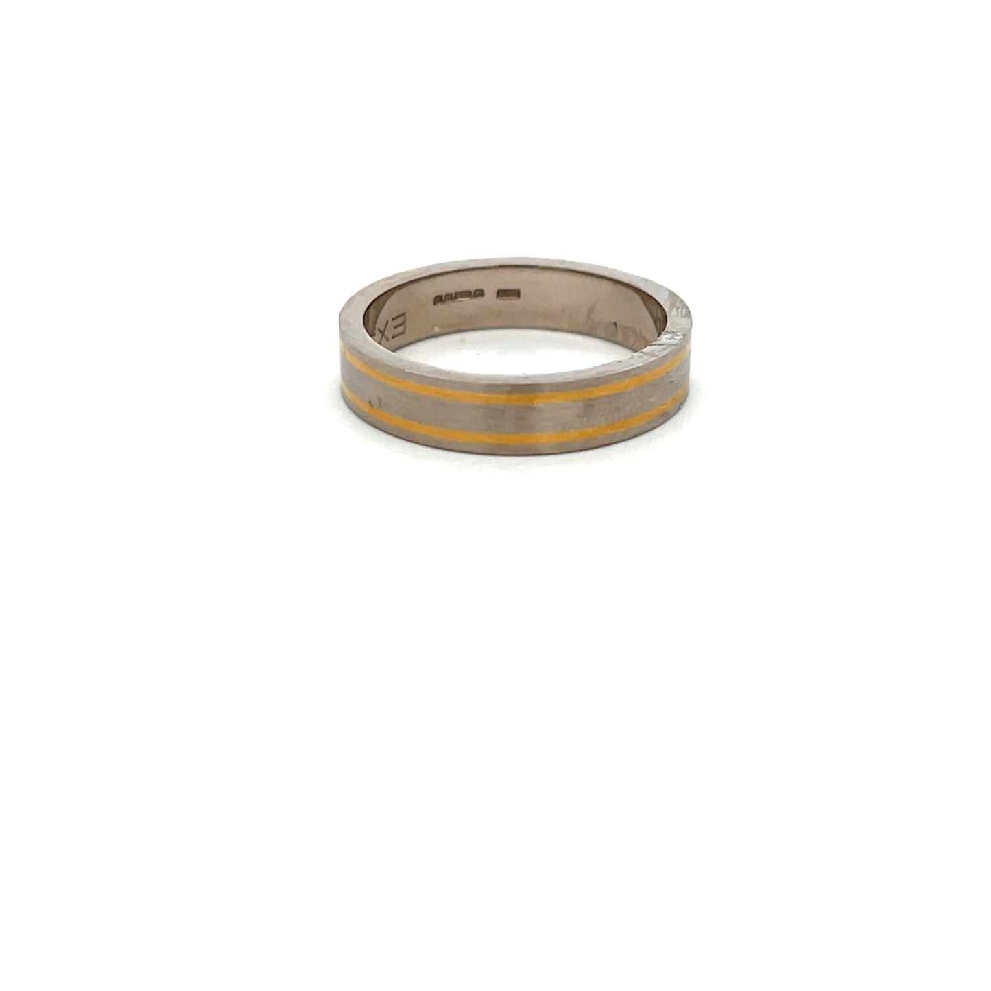 18ct Yellow and White Gold Lines Ring Size S