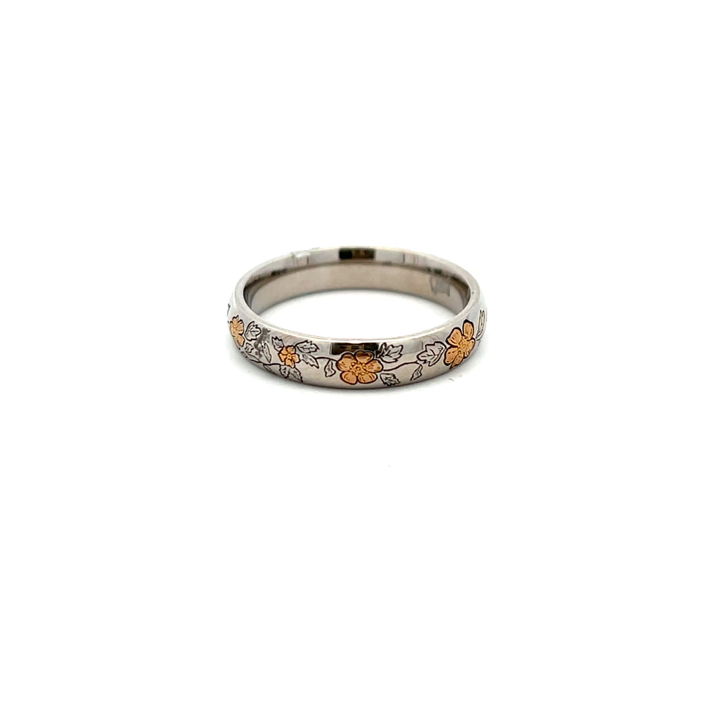 Palladium and 18ct Yellow Gold Floral Ring Size N