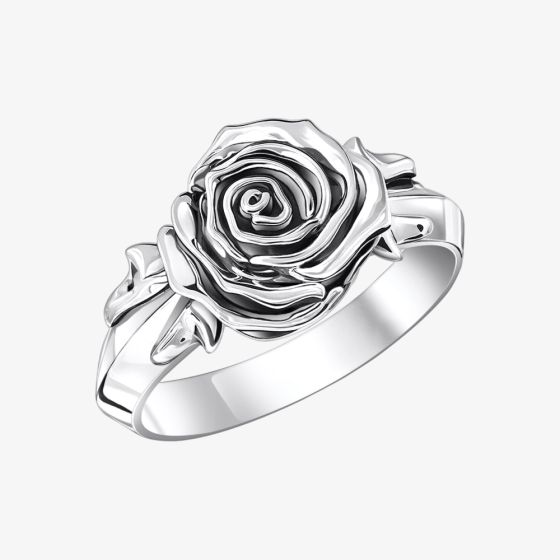 Thomas Sabo Sterling Silver Midnight Rose Ring Size 56 TR2487-637-21-56