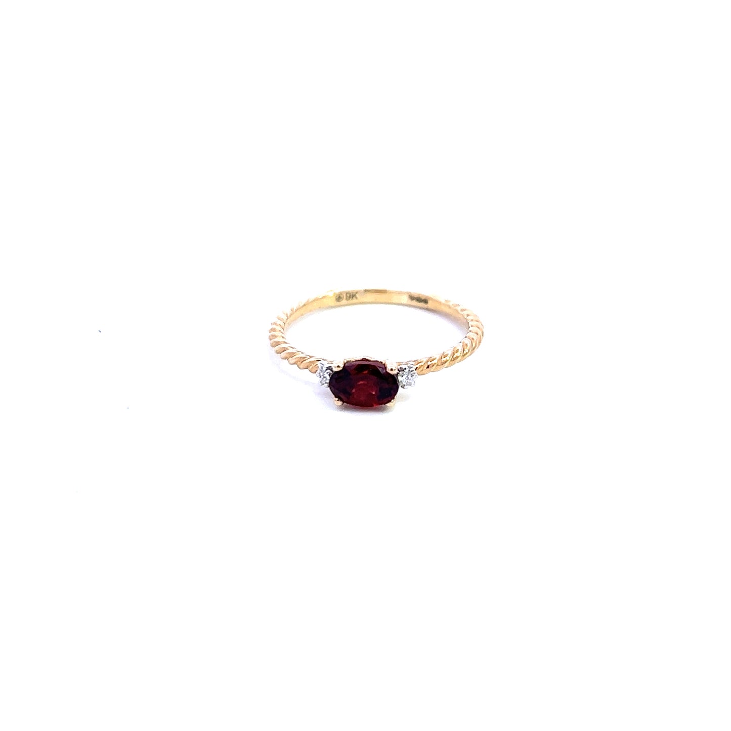 9ct Yellow Gold Garnet and Diamond Ring Size N