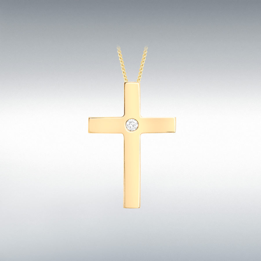 9ct Yellow Gold 0.05ct Diamond Cross Pendant
