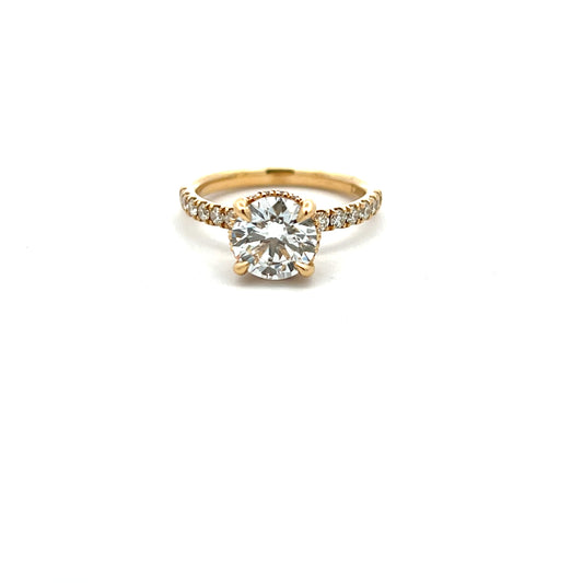 18ct Yellow Gold Brilliant Cut Laboratory Grown Diamond Ring with Hidden Halo and Shoulders Size M
