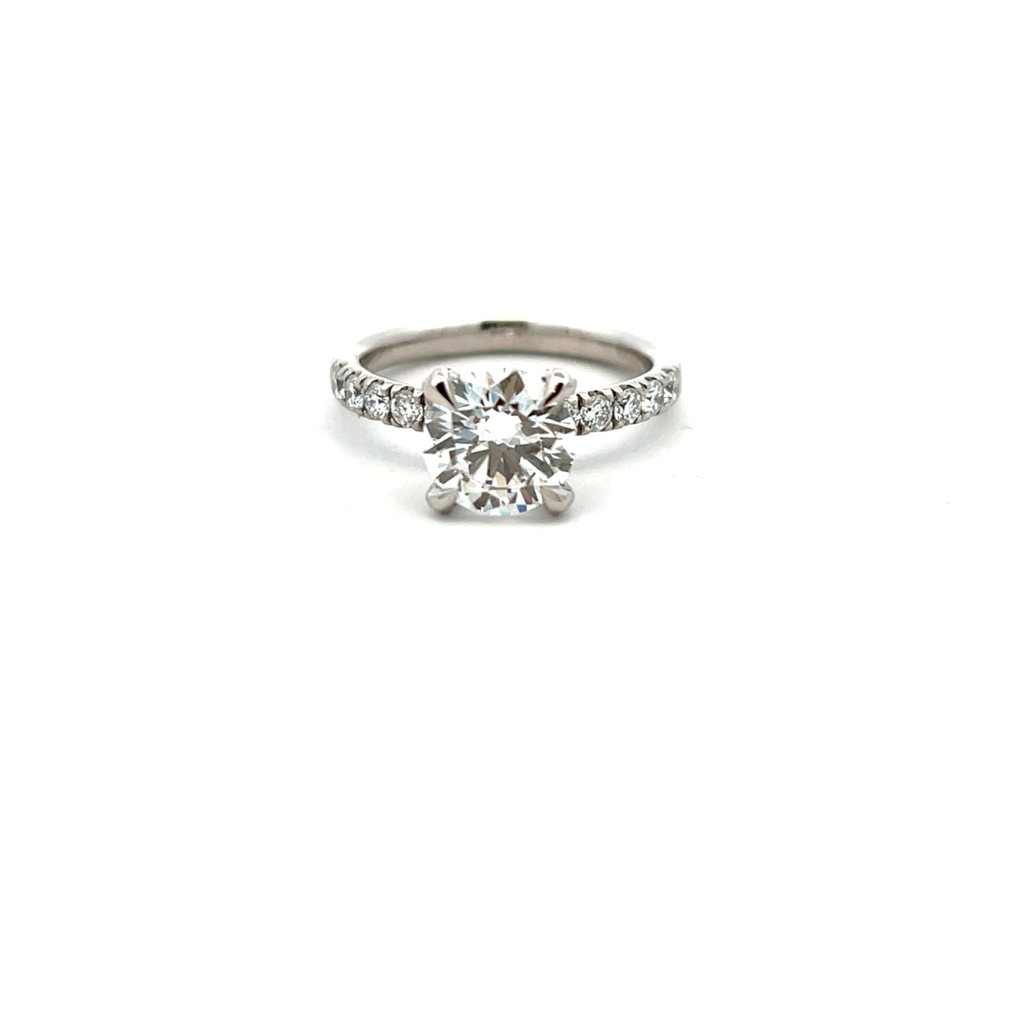 Platinum 2ct Laboratory Grown Brilliant Cut Diamond Ring with Hidden Diamonds and Shoulders Size M