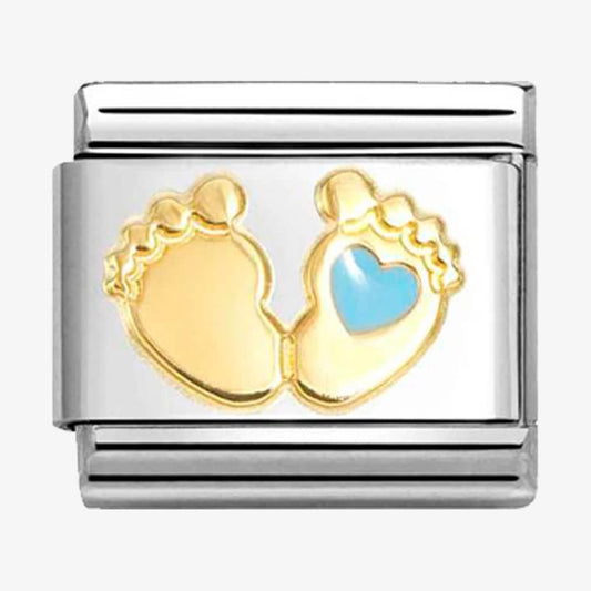 Nomination Classic Gold Baby Feet With Blue Heart 030272/86