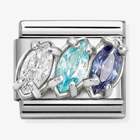 Nomination Composable Classic White Blue Cubic Zirconia Trilogy 330329/19