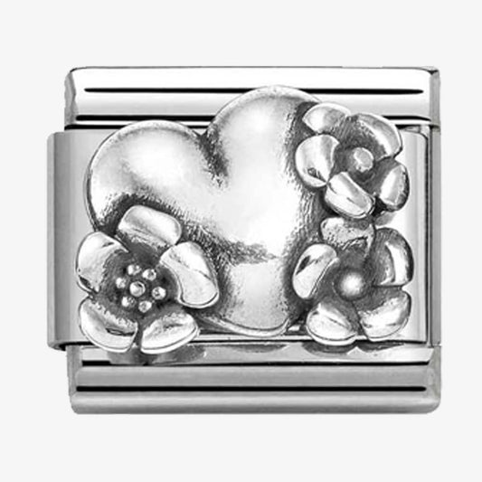 Nomination Classic Oxidised Heart With Flowers 330101/74