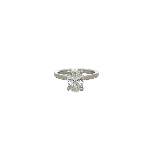 Platinum 1.79ct Laboratory Grown Oval Diamond Ring Size M