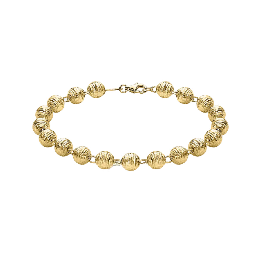 9ct Yellow Gold Diamond Cut Beads Bracelet