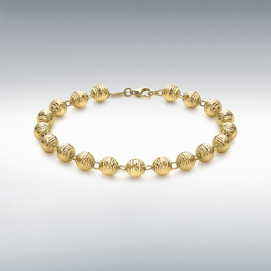 9ct Yellow Gold Diamond Cut Beads Bracelet