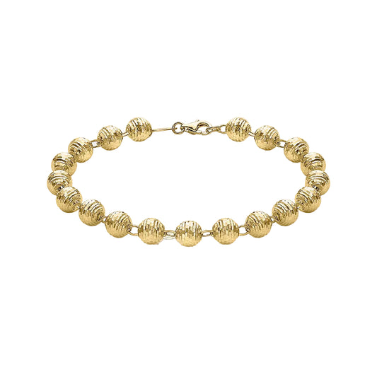 9ct Yellow Gold Diamond Cut Beads Bracelet