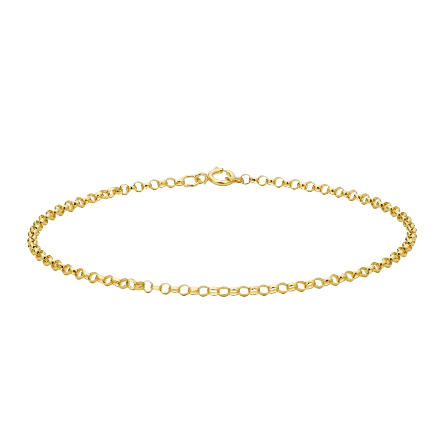 9ct Yellow Gold Belcher 1.6mm Round Bracelet