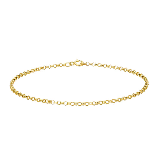 9ct Yellow Gold Belcher 1.6mm Round Bracelet