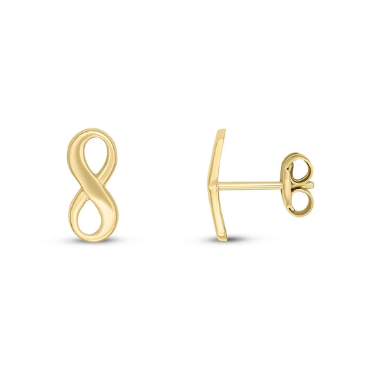 9ct Yellow Gold Flat Infinity Stud Earrings